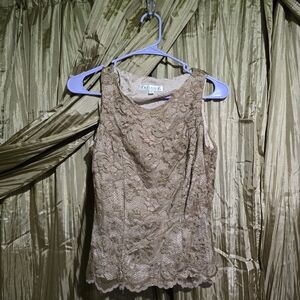 Beige Lace Sleeveless Top – Trilogy by Rampage